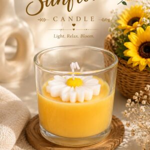 Sunflower Candle ( with glass)